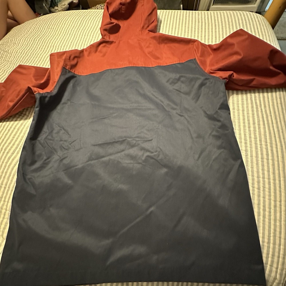 Falls Creek Performance Mens Hooded Jacket Colorblock Rust Navy Blue Large - Picture 8 of 8